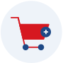Red shopping cart.